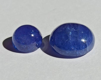Natural Blue Tanzanite Round Cabochons: 20mm & 13.5mm Loose Gemstone