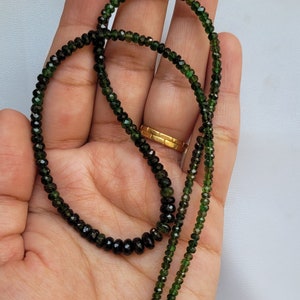 Green Tourmaline Beads: Faceted Rondelle Gemstone Necklace, 17 inch