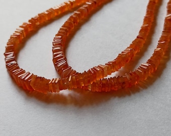 Natural Orange Coraline Beads: Square Cut, 17 Inch Strand (4mm-6mm)