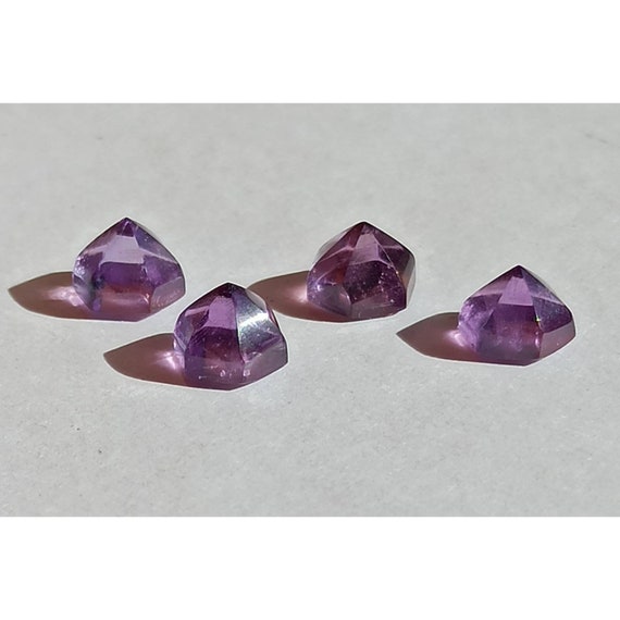 Natural Amethyst Cabochons: 7mm Hexagon Gemstone Pair