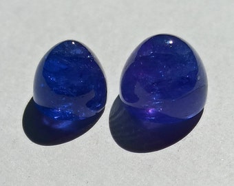 Naturlig blå tanzanit cabochon: Rund lös ädelsten (12 mm och 10 mm)