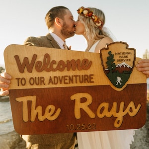 Custom National Park Sign, Wedding Sign, camp wedding, Hiker Gift, Nature Lover, Anniversary, park theme, RV Camping