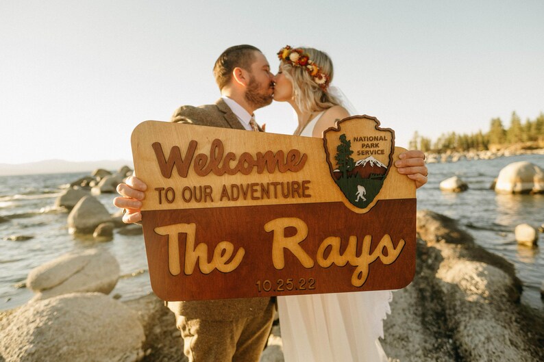 Custom National Park Sign, Wedding Sign, camp wedding, Hiker Gift, Nature Lover, Anniversary, park theme, RV Camping