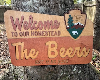 Homestead Farm Sign, National Park, Gift for homesteaders, Custom hiker sign