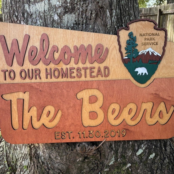 Homestead Farm Sign, National Park, Gift for homesteaders, Custom hiker sign