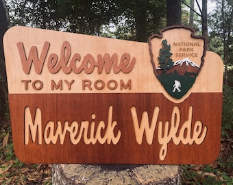 National Park Inspired Wood Name Sign - Nursery Decor - Welcome to My Room Door Sign
