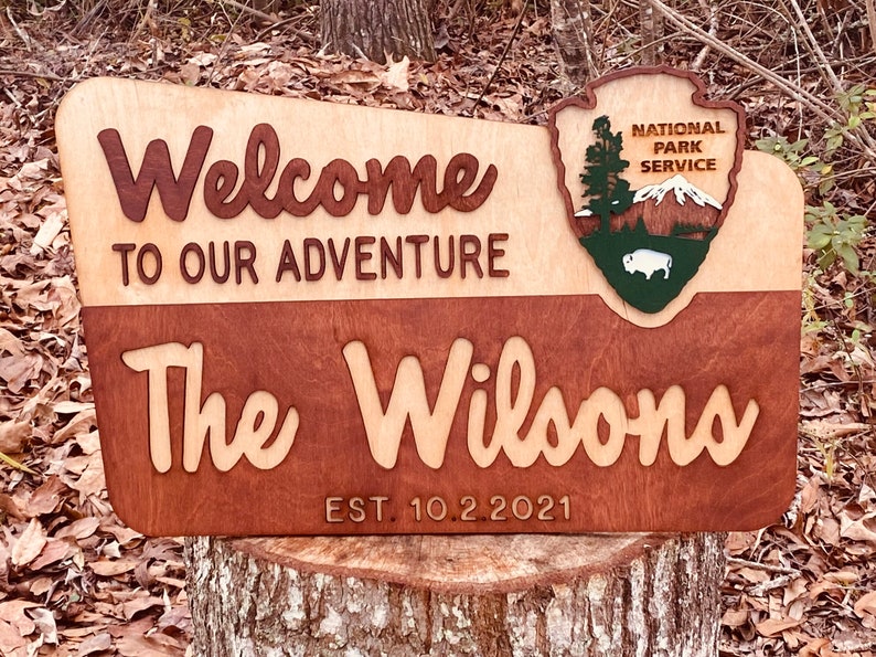 Custom National Park Sign, Wedding Sign, camp wedding, Hiker Gift, Nature Lover, Anniversary, park theme, RV Camping