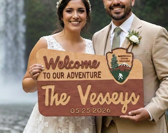 National Park Wedding Guest Book Sign, Personalized Adventure Decor
