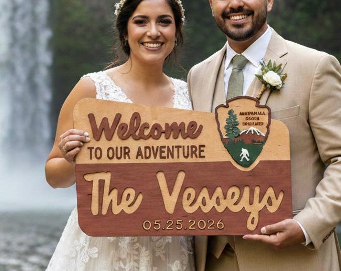 National Park Wedding Guest Book Sign, Personalized Adventure Decor