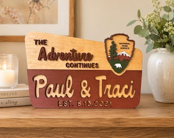 5 Year Wedding Anniversary Gift, Personalized National Park Inspired Wood Sign for Wife