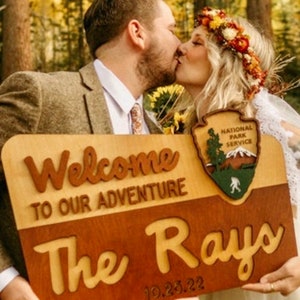 National Park Wedding Sign, Hiker Gift, Nature Lover, Anniversary, Outdoor lover, RV Camping, Travel Wall, Our Adventure immagine 10