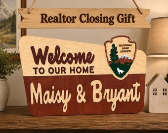 Realtor Closing Gift, National Park Welcome Sign, Personalized Housewarming Gift for New Homeowners, Colorado Oregon Washington California