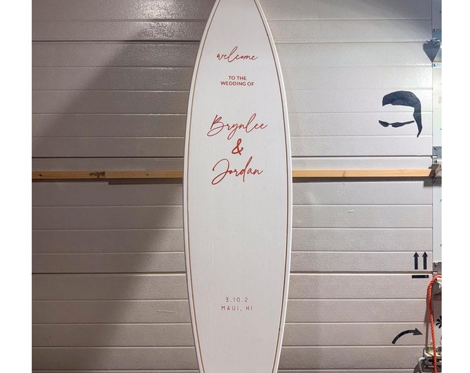 Custom Wooden Surfboard Wedding Guest Book – Personalized Beach Wedding Decor & Unique Keepsake