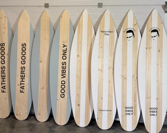 Wooden Custom Decorative Surfboard Wall Art for Business stand cafe bar menu shop