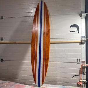 Drewniana zabytkowa deska surfingowa, dekoracja ścienna, 170 cm