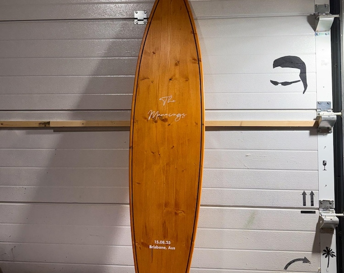Wooden Surfboard Custom Wedding Guest Book – Personalised Beach Wedding Decor & Unique Keepsake | Coastal Interior