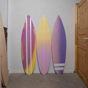 Wooden Surfboard Wall Art Gradient Decor