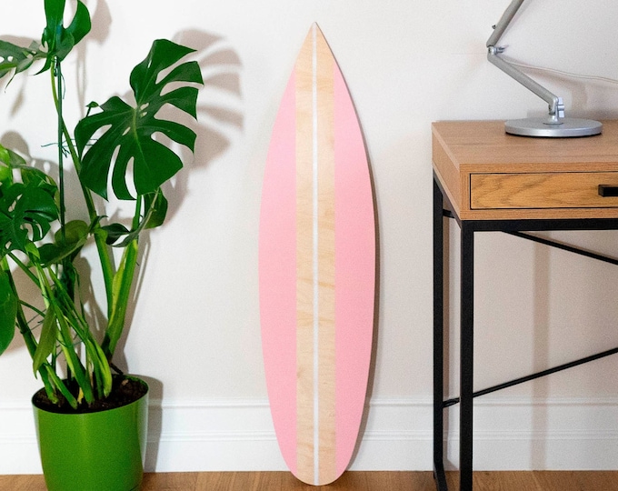 Wooden Pink Surfboard Decor Wall Art