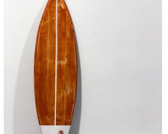 Vintage Wooden Surfboard Wall Decor - Handmade Beach-Themed Accent for Homes