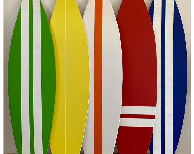 Wooden Surfboard Wall Art - Coastal Beach Decor, Surf Room Aesthetic, Handmade Surfboard Decor