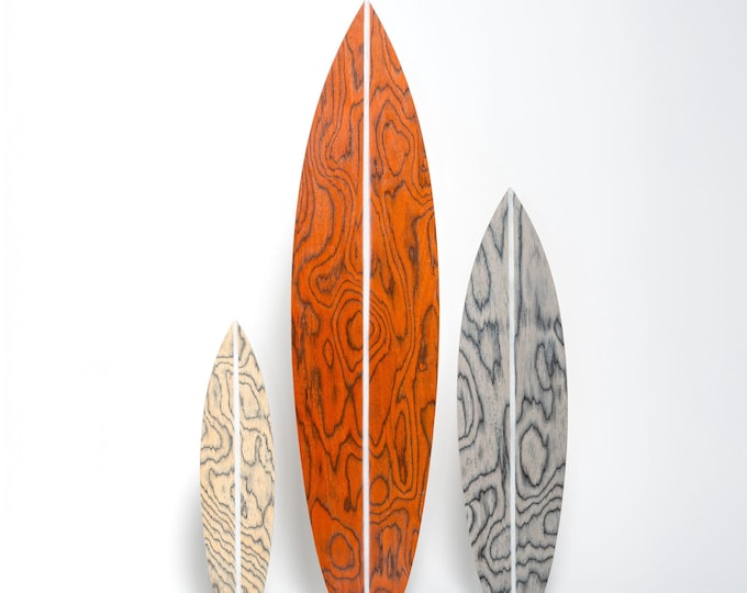Wooden Decorative Surfboard Wall Art in Sottsass Veneer