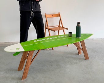 Wood Coffee Table in Surfboard Shape