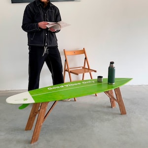 Wooden Surfboard Table Decor