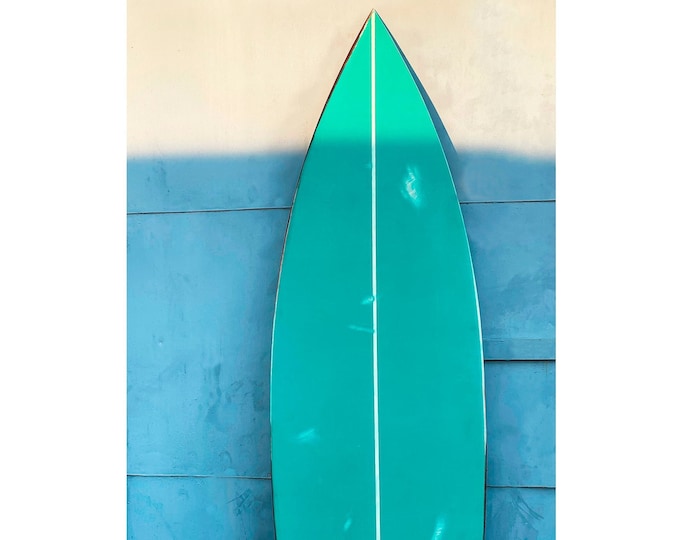 Vintage Decorative Wooden Surfboard Turquoise Green Coastal Wall Art
