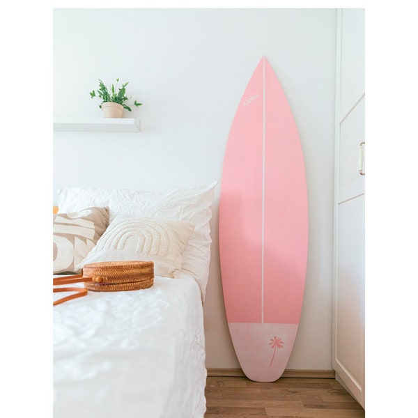 Wooden decorative pink surfboard 180 cm vintage wall art
