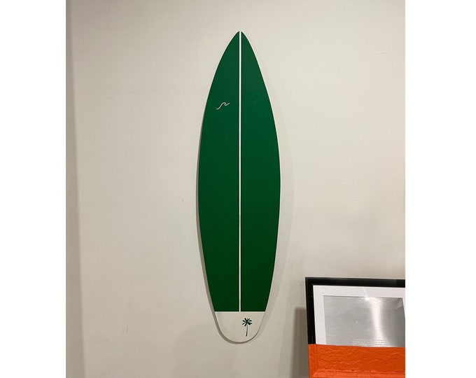Wooden decor green surfboard vintage wall art