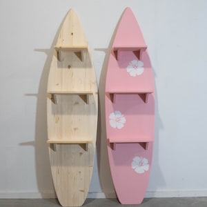 Decoratieve plank voor surfplank met hibiscusaccenten in babyroze