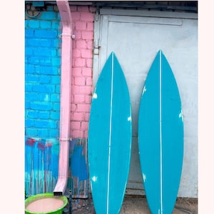 Wooden Vintage Surfboard Decor Wall Art Turquoise 180 cm 5.9 ft