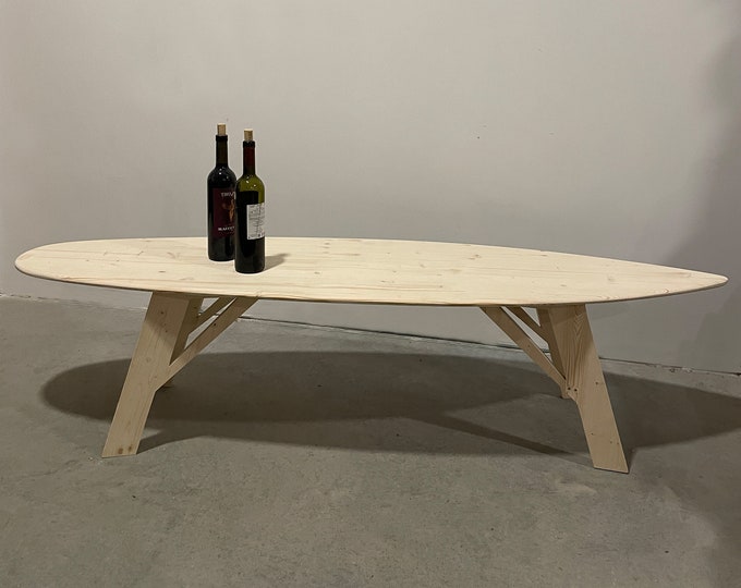 Custom Surfboard Coffee Table for Coastal Room Decor