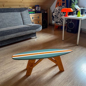 Table basse de planche de surf, table d'appoint, mobilier moderne image 1