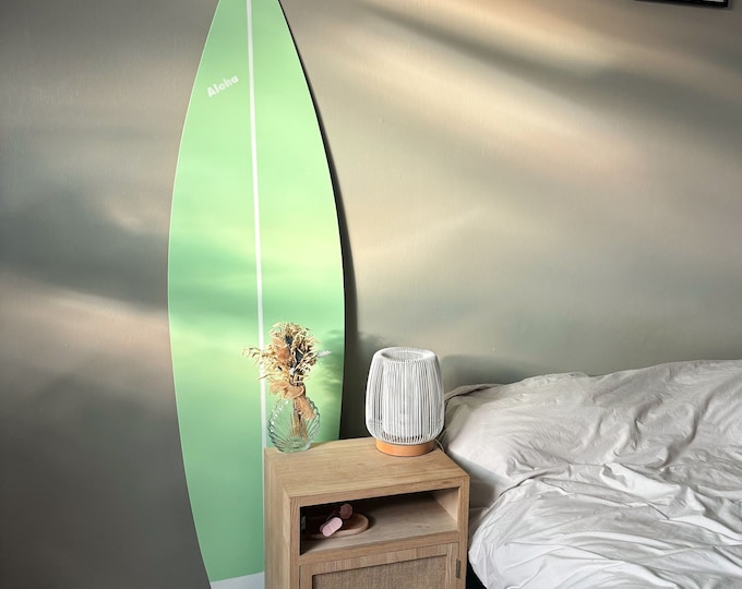 Handmade Wooden Surfboard Wall Art Decor: Boho Coastal Beach Themed Nursery