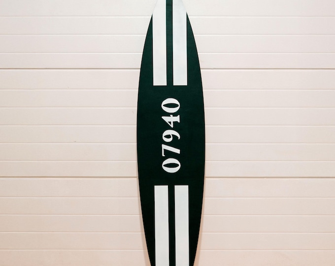 Personalised Wooden Black Decorative Surfboard | Wall Art | Coastal Decor | Surfbrett Wanddeko | Wedding Guest book