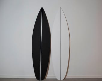 Handmade Wooden Surfboard Wall Art: Black & White Coastal Decor