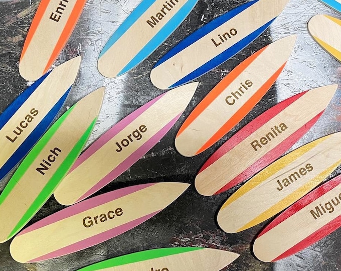 Wooden Mini Surfboard Custom Name