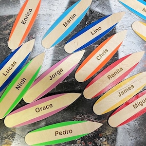Nombre personalizado de mini tabla de surf de madera