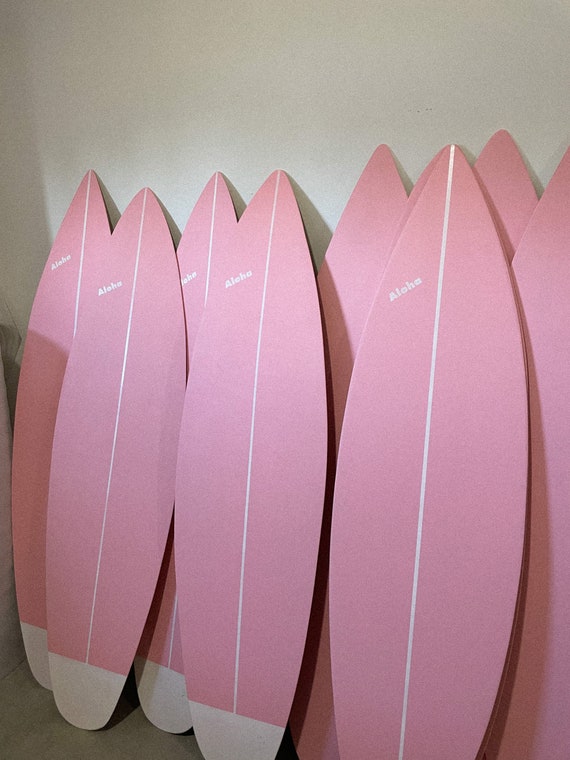 Aloha サーフボード ピンク Wooden Decorative Baby Pink Surfboard 180 Cm Vintage Wall Art