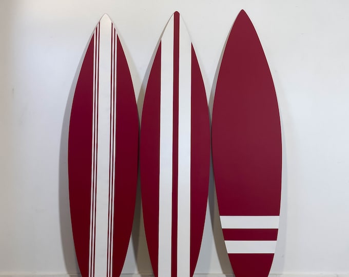 Wooden Surfboard Decor 180 cm Vintage Red Wall Art