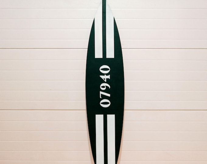 Personalised Wooden Black Decorative Surfboard | Wall Art | Coastal Decor | Surfbrett Wanddeko | Wedding Guest book