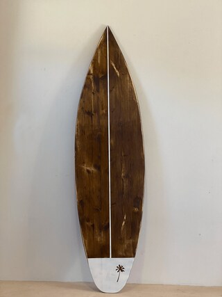 Melko Targa Appendiabiti A Forma Di Tavola Da Surf – Legno Naturale, 100 Cm – Design Rustico Marittimo Con Gancio Per Vestiti