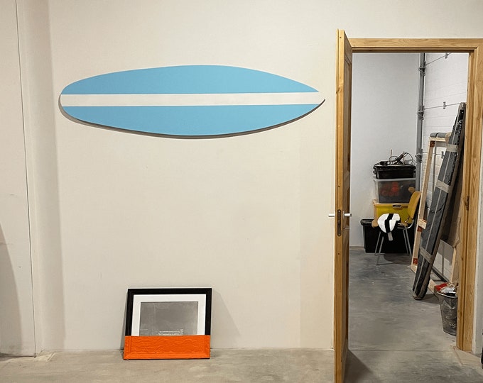Wooden Decorative Light Blue Surfboard 180 cm Wall Art