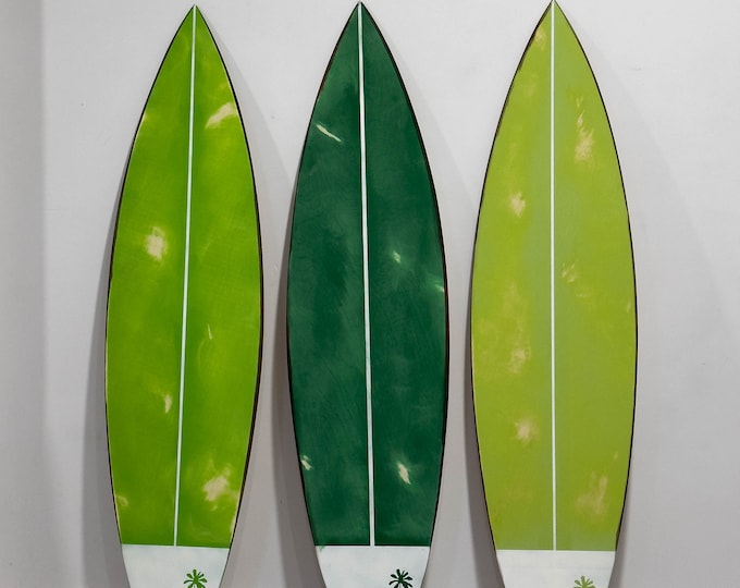 Wooden Vintage Decorative Surfboard Wall art Green Surfbrett deko