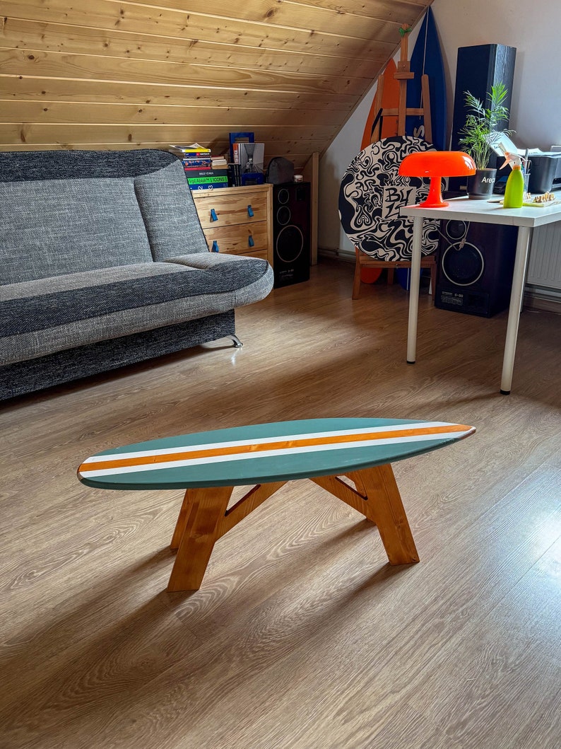 Table basse de planche de surf, table d'appoint, mobilier moderne image 1