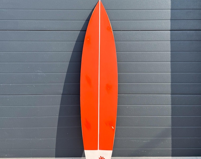 Vintage Wooden Decorative Surfboard Wall Art Orange painted