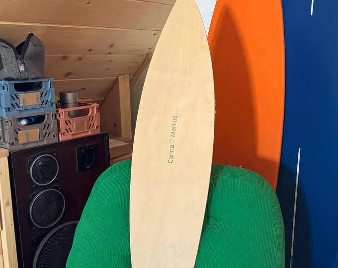 Blank Canvas: Clear Unpainted Wooden Surfboard for DIY Projects Wall decor art
