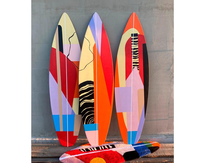 Wooden Surfboard Decorative Abstract Wall Art