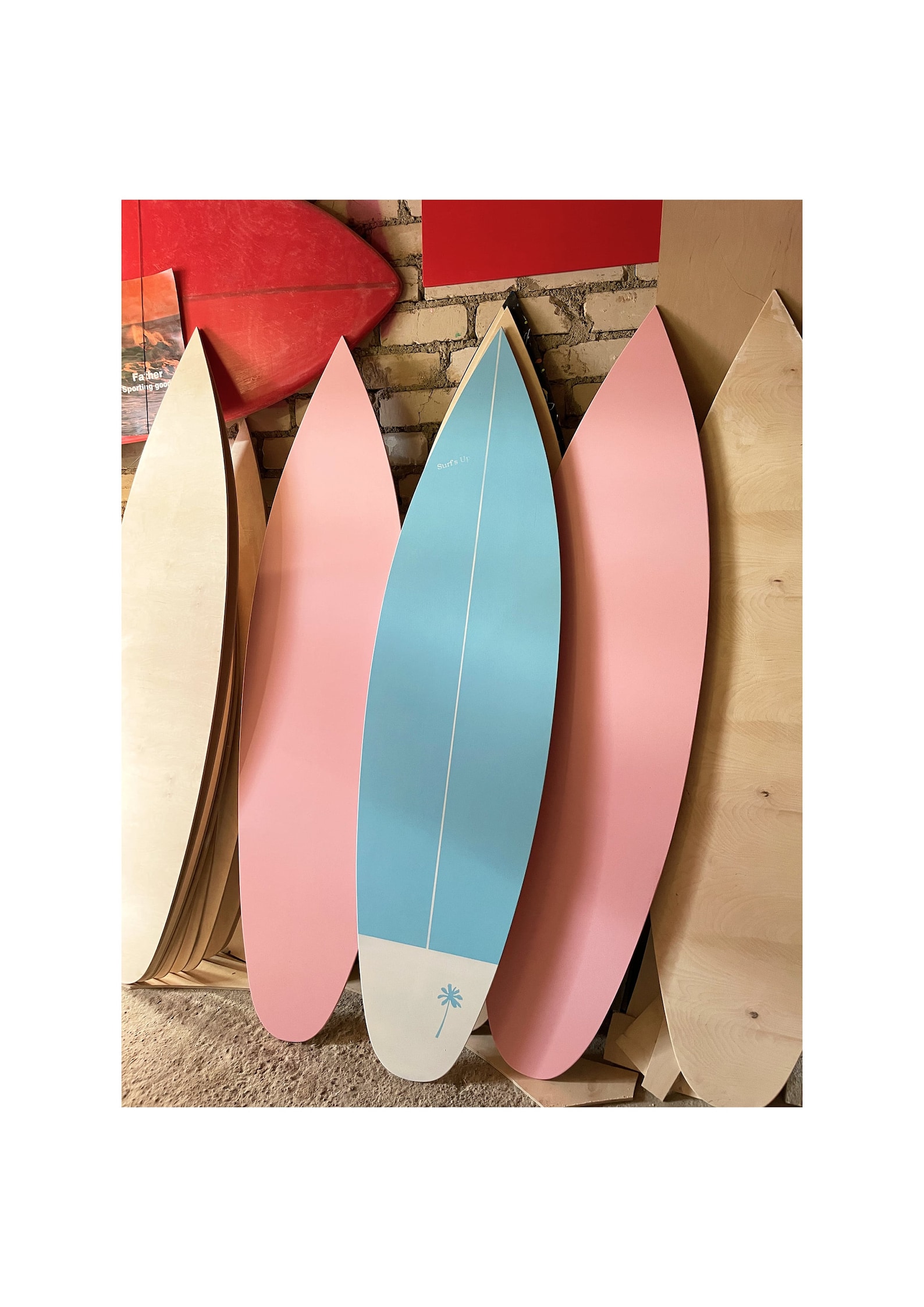 Wooden Surfboard Pastel Decor 180 Cm Vintage Wall Art Etsy